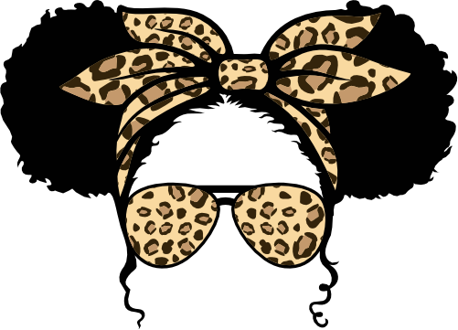 (s383-P4011-B) African American Messy Bun Kid Girl Leopard Print Sunglasses