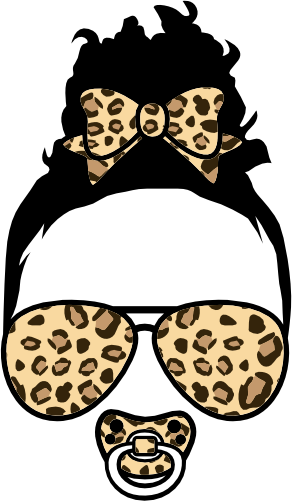 (s383-P4011-C) African American Messy Bun Baby Girl Leopard Print Sunglasses