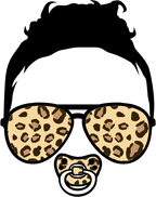 (383-P4011) African American Messy Bun Mom Girl Dad Boy Baby Leopard Print Sunglasses