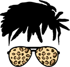 (383-P4011) African American Messy Bun Mom Girl Dad Boy Baby Leopard Print Sunglasses