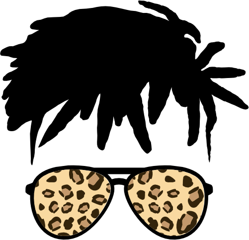 (s383-P4011-E) African American Messy Hair Kid Boy Leopard Print Sunglasses
