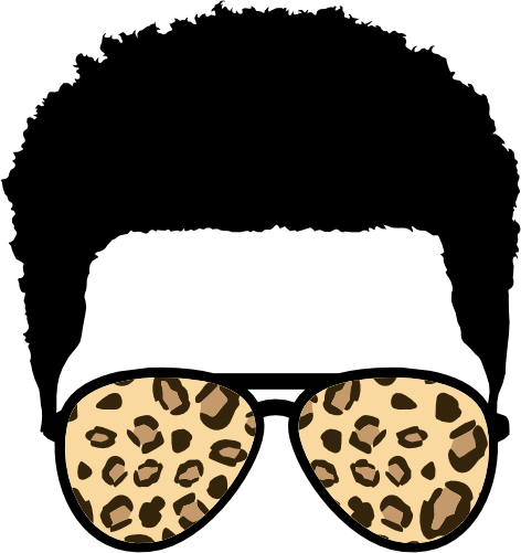 (s383-P4011-F) African American Messy Hair Dad Boy Leopard Print Sunglasses