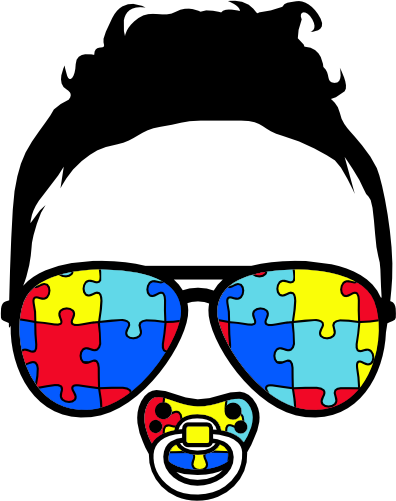 (s383-P6301-D) African American Messy Hair Baby Boy Austism Puzzle Sunglasses