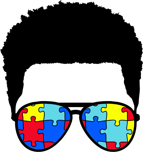 (s383-P6301-F) African American Messy Hair Dad Boy Austism Puzzle Sunglasses