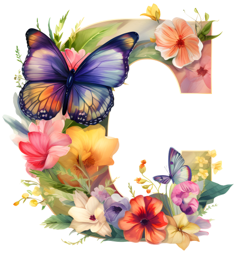 (s384-1) Butterfly Floral Flower Monogram Letter All Letters A-Z