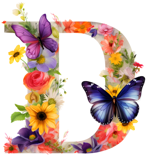 (s384-1) Butterfly Floral Flower Monogram Letter All Letters A-Z