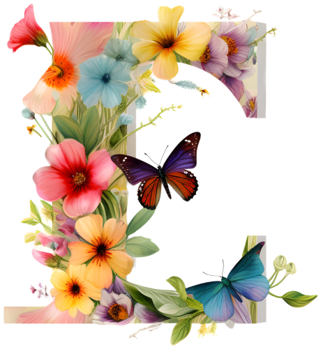 (s384-1) Butterfly Floral Flower Monogram Letter All Letters A-Z
