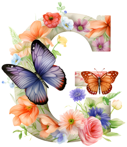 (s384-1) Butterfly Floral Flower Monogram Letter All Letters A-Z