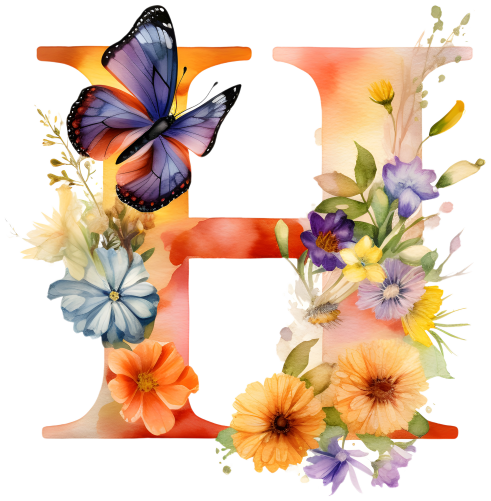 (s384-1) Butterfly Floral Flower Monogram Letter All Letters A-Z