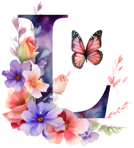 (s384-1) Butterfly Floral Flower Monogram Letter All Letters A-Z