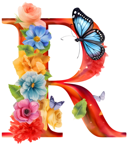 (s384-1) Butterfly Floral Flower Monogram Letter All Letters A-Z
