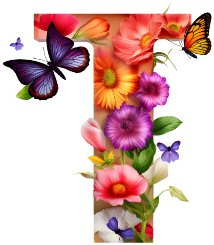 (s384-1) Butterfly Floral Flower Monogram Letter All Letters A-Z