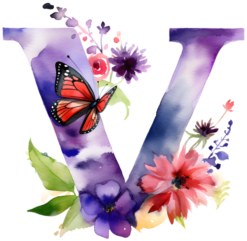 (s384-1) Butterfly Floral Flower Monogram Letter All Letters A-Z