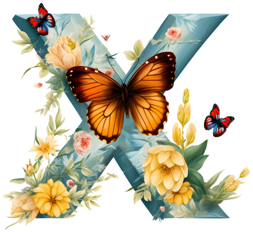 (s384-1) Butterfly Floral Flower Monogram Letter All Letters A-Z