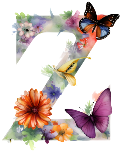 (s384-1) Butterfly Floral Flower Monogram Letter All Letters A-Z