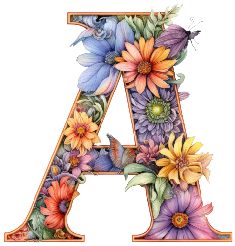 (s384-3) Floral Flower Monogram Letter All Letters A-Z