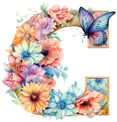 (s384-3) Floral Flower Monogram Letter All Letters A-Z