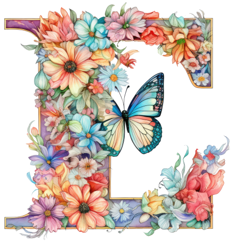 (s384-3) Floral Flower Monogram Letter All Letters A-Z