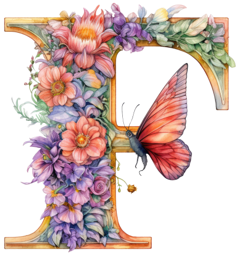 (s384-3) Floral Flower Monogram Letter All Letters A-Z