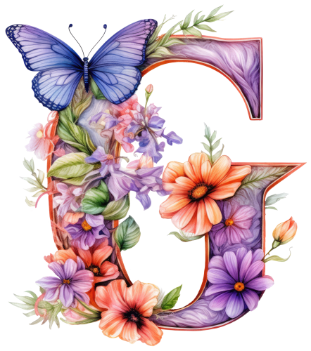 (s384-3) Floral Flower Monogram Letter All Letters A-Z