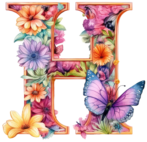 (s384-3) Floral Flower Monogram Letter All Letters A-Z