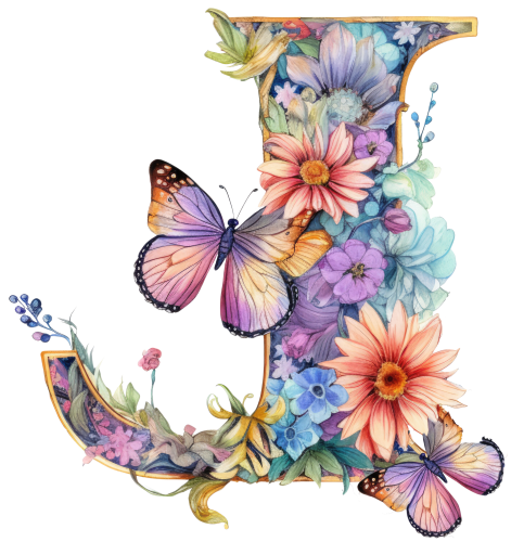 (s384-3) Floral Flower Monogram Letter All Letters A-Z