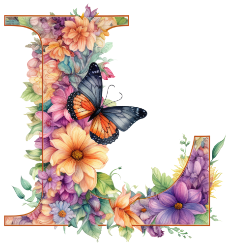(s384-3) Floral Flower Monogram Letter All Letters A-Z