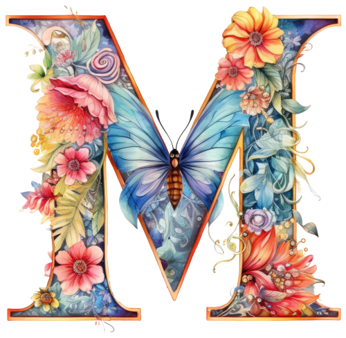 (s384-3) Floral Flower Monogram Letter All Letters A-Z