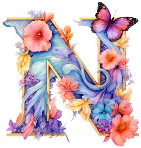 (s384-3) Floral Flower Monogram Letter All Letters A-Z