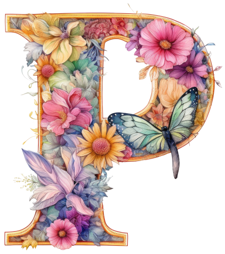 (s384-3) Floral Flower Monogram Letter All Letters A-Z