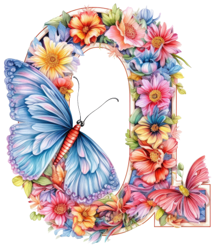(s384-3) Floral Flower Monogram Letter All Letters A-Z