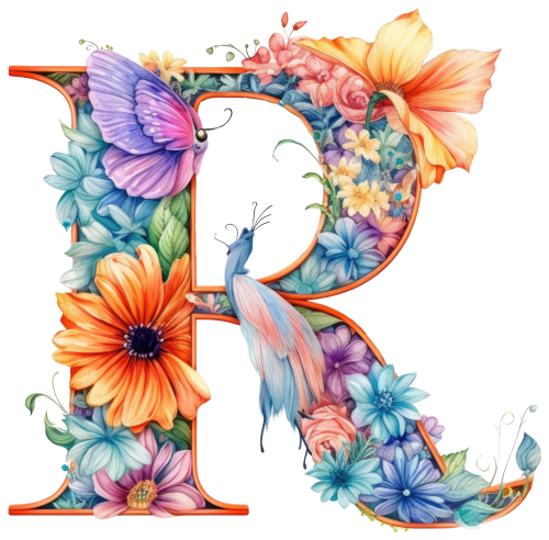 (s384-3) Floral Flower Monogram Letter All Letters A-Z