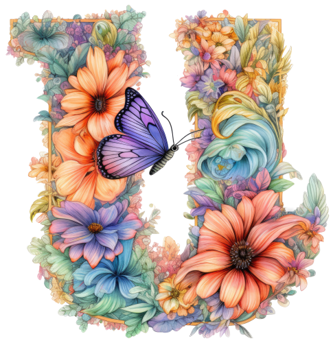 (s384-3) Floral Flower Monogram Letter All Letters A-Z