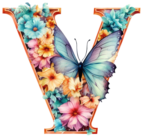 (s384-3) Floral Flower Monogram Letter All Letters A-Z