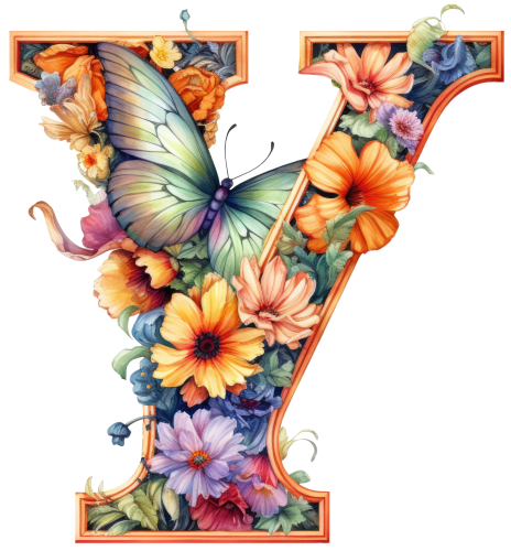 (s384-3) Floral Flower Monogram Letter All Letters A-Z