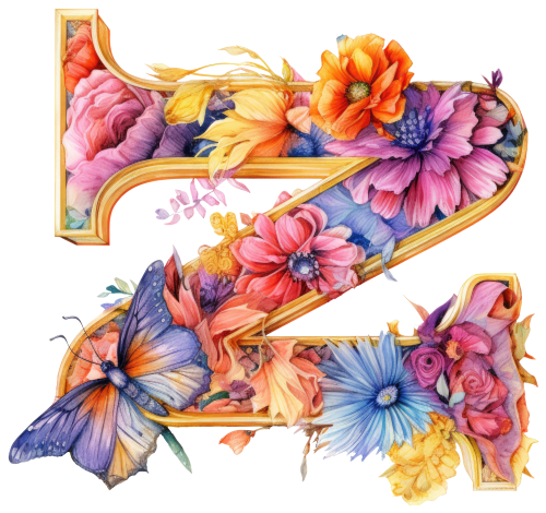 (s384-3) Floral Flower Monogram Letter All Letters A-Z