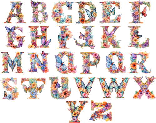 (s384-3) Floral Flower Monogram Letter All Letters A-Z