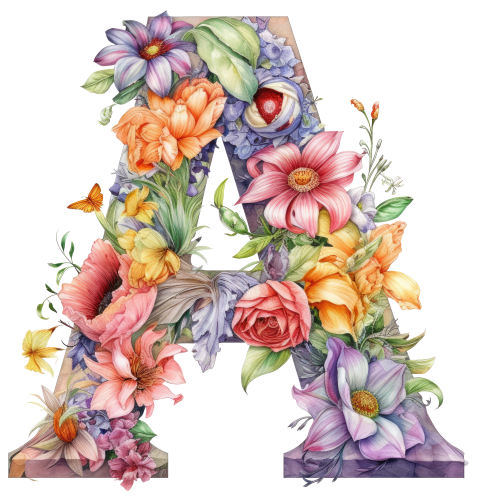 (s384-4) Floral Flower Monogram Letter All Letters A-Z