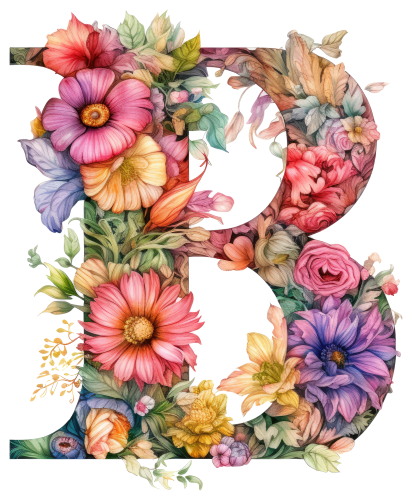 (s384-4) Floral Flower Monogram Letter All Letters A-Z