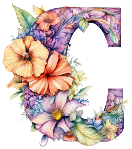 (s384-4) Floral Flower Monogram Letter All Letters A-Z