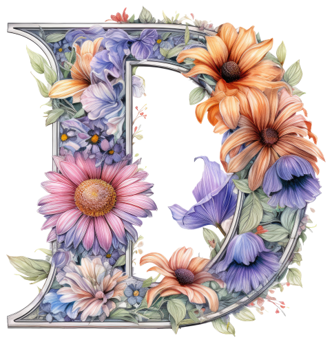 (s384-4) Floral Flower Monogram Letter All Letters A-Z
