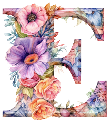 (s384-4) Floral Flower Monogram Letter All Letters A-Z