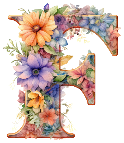 (s384-4) Floral Flower Monogram Letter All Letters A-Z