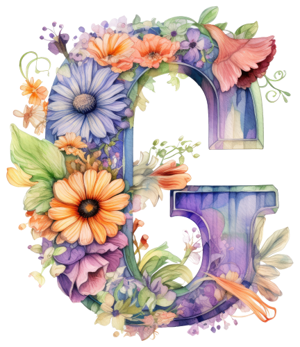 (s384-4) Floral Flower Monogram Letter All Letters A-Z