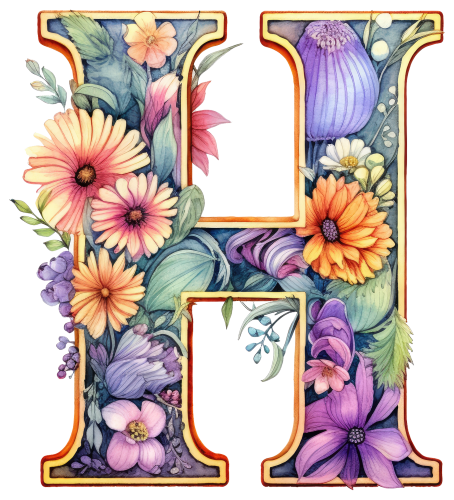 (s384-4) Floral Flower Monogram Letter All Letters A-Z