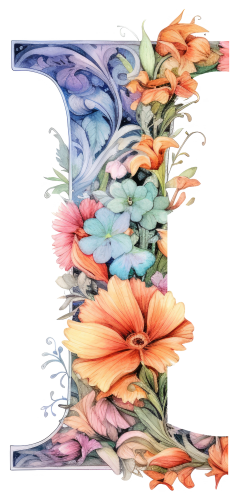 (s384-4) Floral Flower Monogram Letter All Letters A-Z