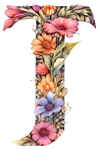 (s384-4) Floral Flower Monogram Letter All Letters A-Z