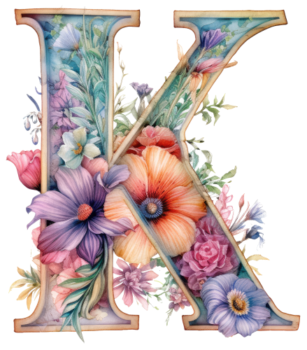 (s384-4) Floral Flower Monogram Letter All Letters A-Z