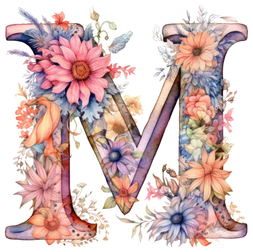 (s384-4) Floral Flower Monogram Letter All Letters A-Z