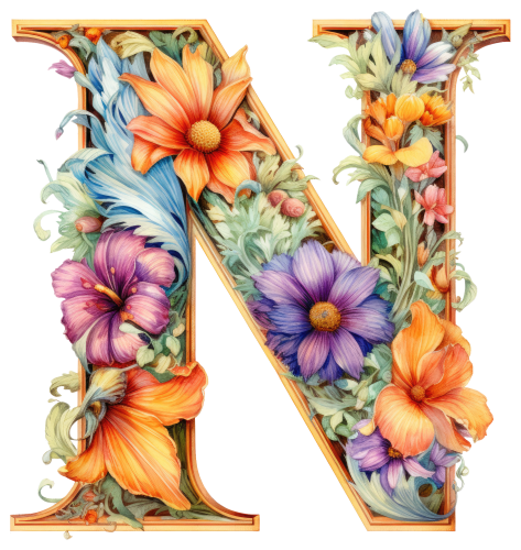 (s384-4) Floral Flower Monogram Letter All Letters A-Z